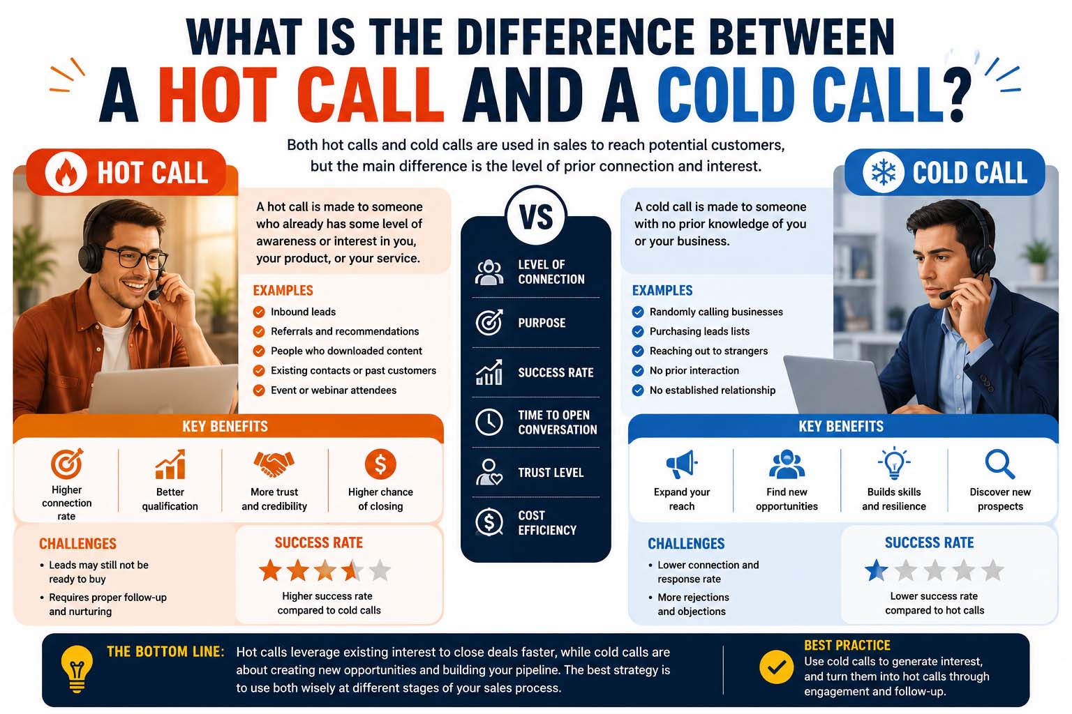 what is the difference between a hot call and a cold call?
