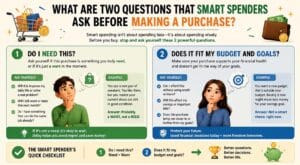what are two questions that smart spenders ask before making a purchase?