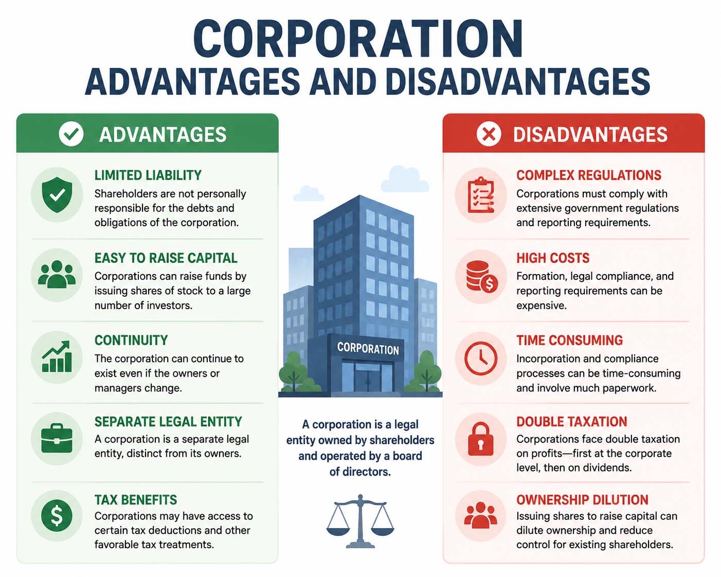 corporation advantages and disadvantages