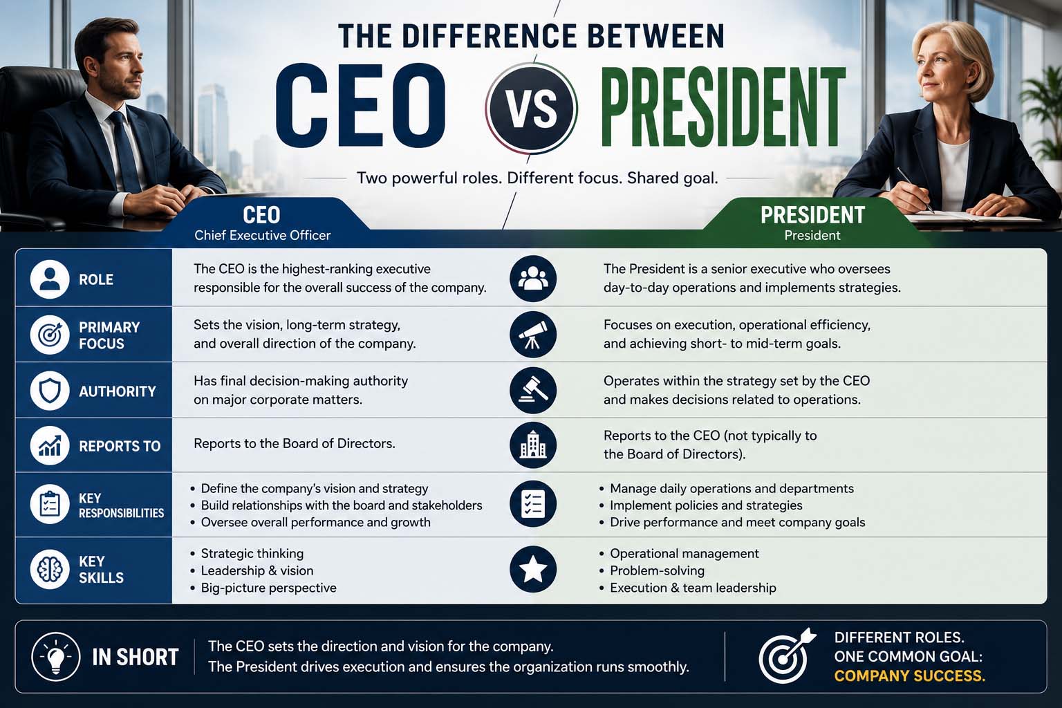 difference between ceo and president
