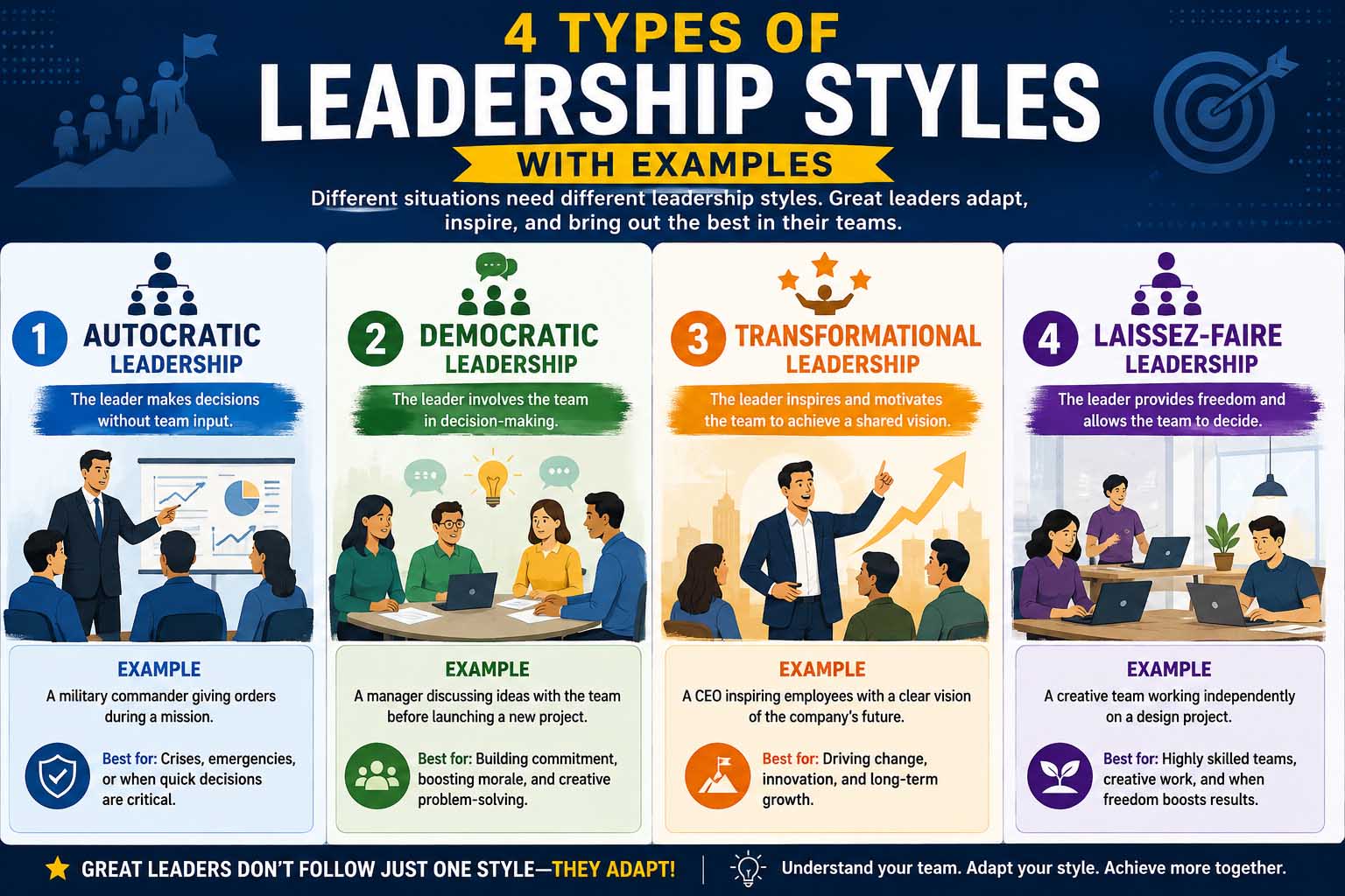 4 types of leadership styles with examples