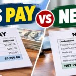 Gross pay vs net pay comparison showing payroll calculations, employee earnings, deductions, and take-home pay.